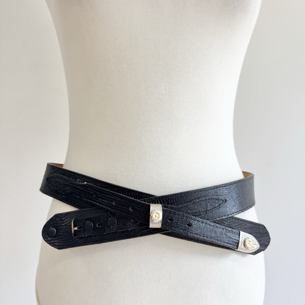 Vintage Mene Lyntone Genuine Leather Western Black Belt 42